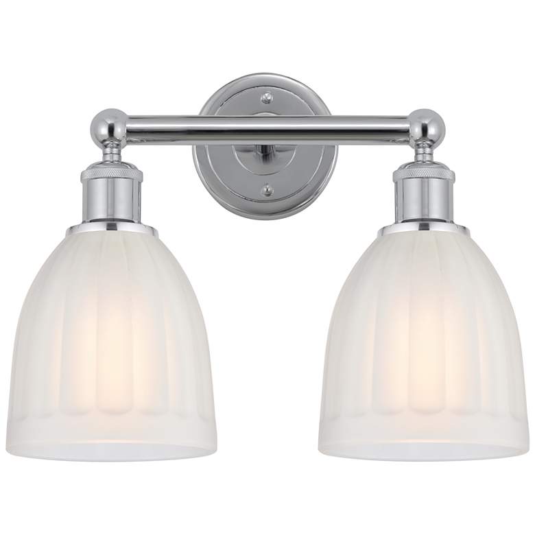 Image 1 Brookfield 15" 2-Light Polished Chrome Bath Light w/ White Shade