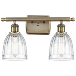 Brookfield 16" Wide 2 Light Antique Brass Bath Vanity Light w/ Clear S