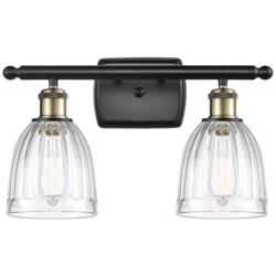 Brookfield 16" Wide 2 Light Black Brass Bath Vanity Light w/ Clear Sha