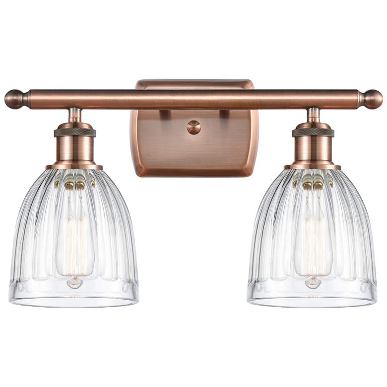 Image 1 Brookfield 16 inch Wide 2 Light Copper Bath Vanity Light w/ Clear Shade