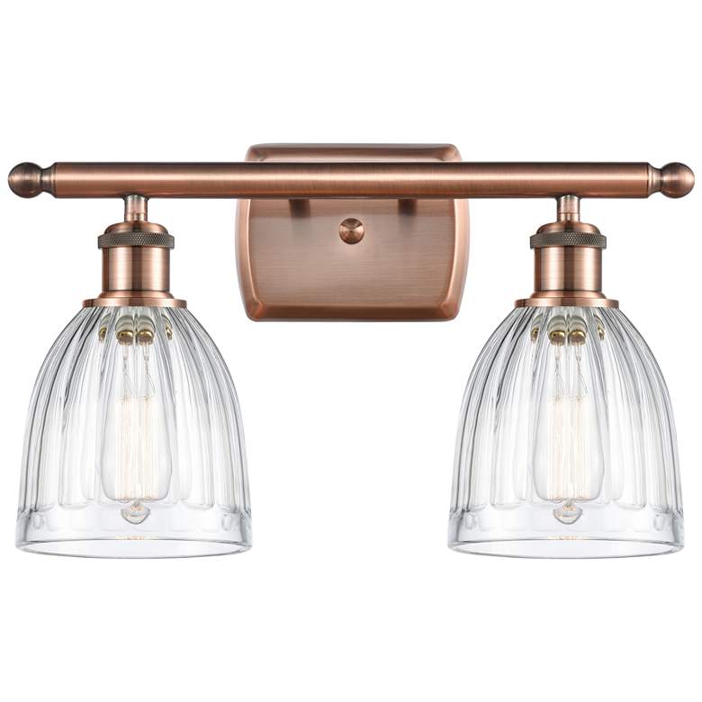 Image 1 Brookfield 16" Wide 2 Light Copper Bath Vanity Light w/ Clear Shade