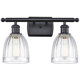 Image1 of Brookfield 16" Wide 2 Light Matte Black Bath Vanity Light w/ Clear Sha