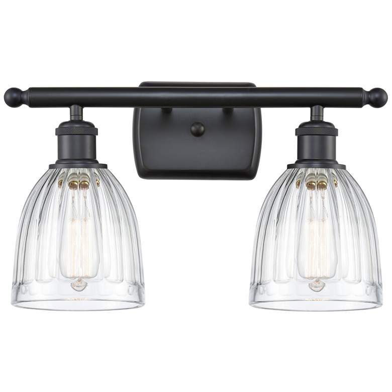 Image 1 Brookfield 16" Wide 2 Light Matte Black Bath Vanity Light w/ Clear Sha
