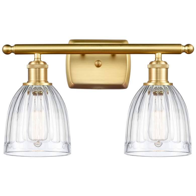 Image 1 Brookfield 16" Wide 2 Light Satin Gold Bath Vanity Light w/ Clear Shad