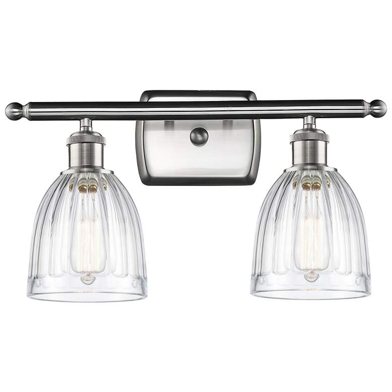 Image 1 Brookfield 16"W 2 Light Brushed Nickel Bath Light w/ Clear Shade