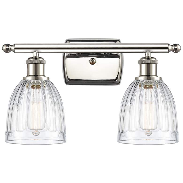 Image 1 Brookfield 16"W 2 Light Polished Nickel Bath Vanity Light w/ Clear Sha