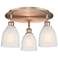 Brookfield 17.5"W 3 Light Antique Copper Flush Mount With White Glass 