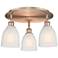 Brookfield 17.5"W 3 Light Antique Copper Flush Mount With White Glass