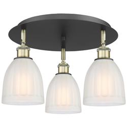 Brookfield 17.5"W 3 Light Black Antique Brass Flush Mount w/ White Sha