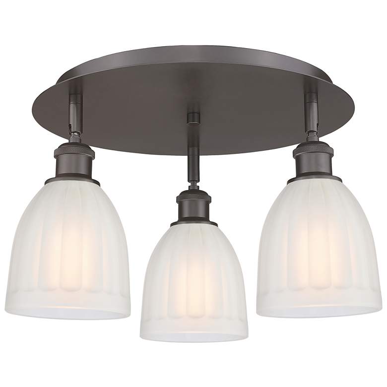Image 1 Brookfield 17.5"W 3 Light Oil Rubbed Bronze Flush Mount w/ White Shade