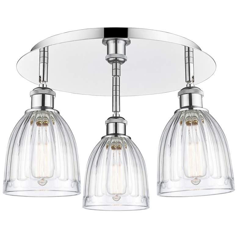Image 1 Brookfield 17.5"W 3 Light Polished Chrome Flush Mount w/ Clear Glass S