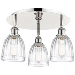 Brookfield 17.5"W 3 Light Polished Nickel Flush Mount w/ Clear Glass S