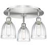 Brookfield 17.5"W 3 Light Satin Nickel Flush Mount With Clear Glass Sh