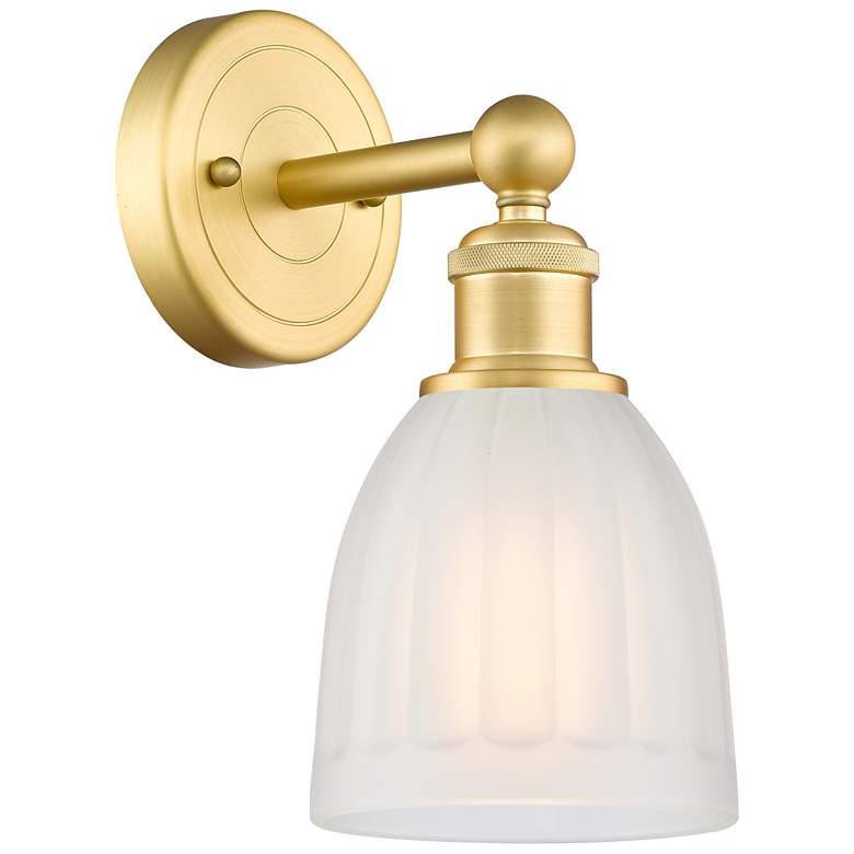 Image 1 Brookfield 2.6" High Satin Gold Sconce With White Shade