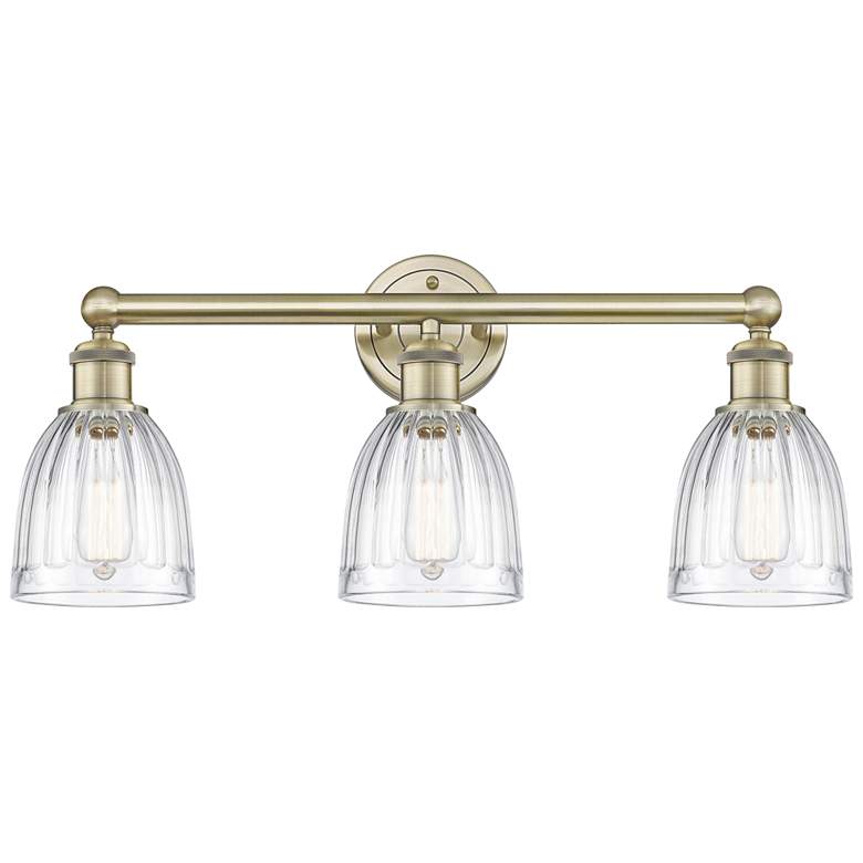 Image 1 Brookfield 23.75"W 3 Light Antique Brass Bath Vanity Light With Clear