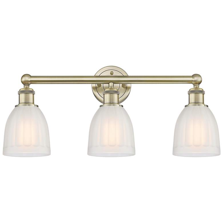 Image 1 Brookfield 23.75"W 3 Light Antique Brass Bath Vanity Light With White