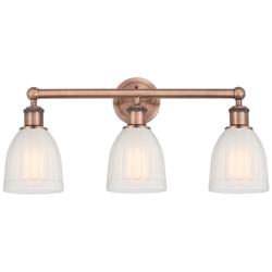Brookfield 23.75&quot;W 3 Light Antique Copper Bath Light With White Shade