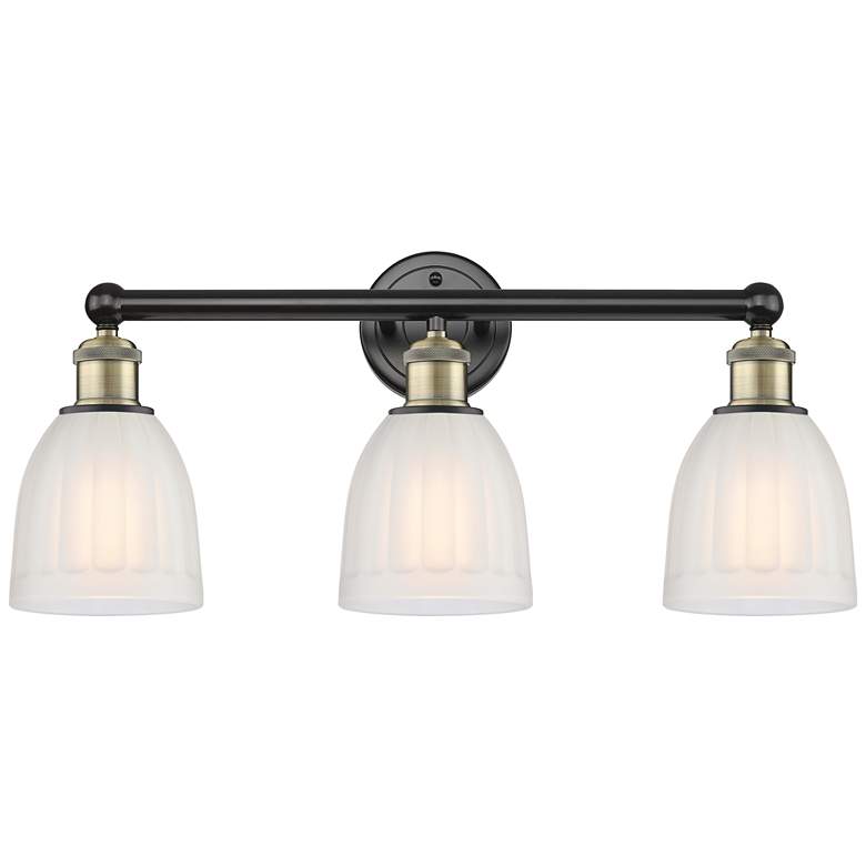 Image 1 Brookfield 23.75"W 3 Light Black Antique Brass Bath Light With White S