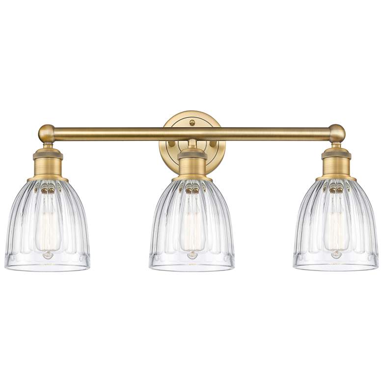 Image 1 Brookfield 23.75"W 3 Light Brushed Brass Bath Vanity Light With Clear