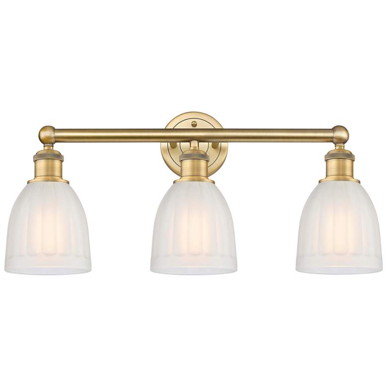 Image 1 Brookfield 23.75"W 3 Light Brushed Brass Bath Vanity Light With White