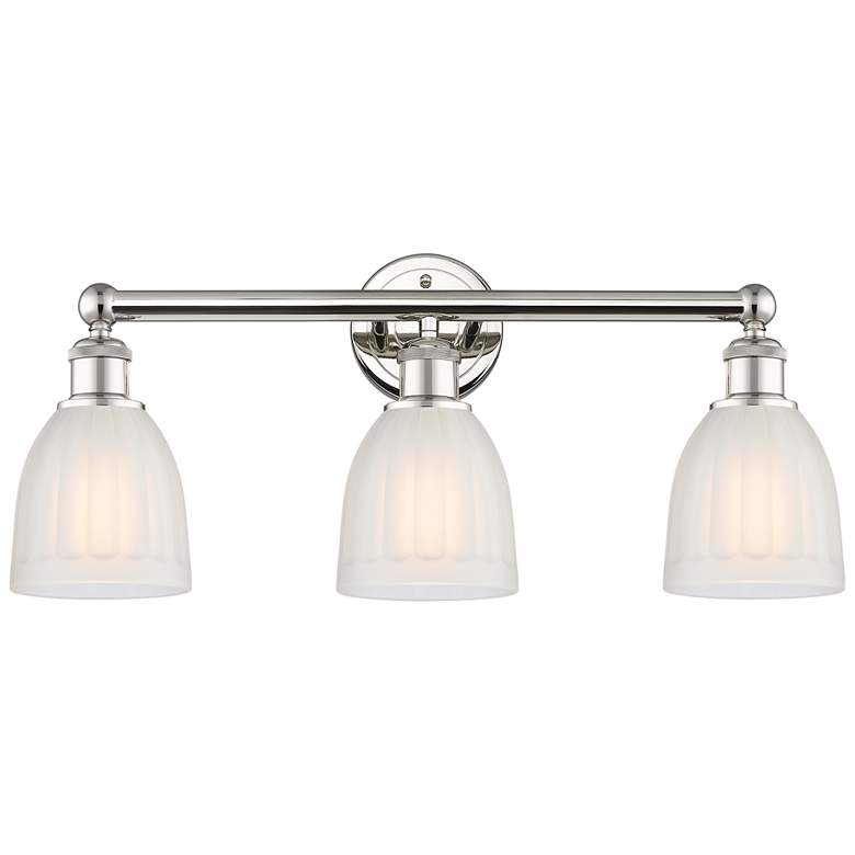 Image 1 Brookfield 23.75"W 3 Light Polished Nickel Bath Light With White Shade