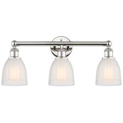 Brookfield 23.75&quot;W 3 Light Polished Nickel Bath Light With White Shade