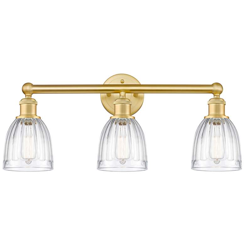 Image 1 Brookfield 23.75"W 3 Light Satin Gold Bath Vanity Light With Clear Sha