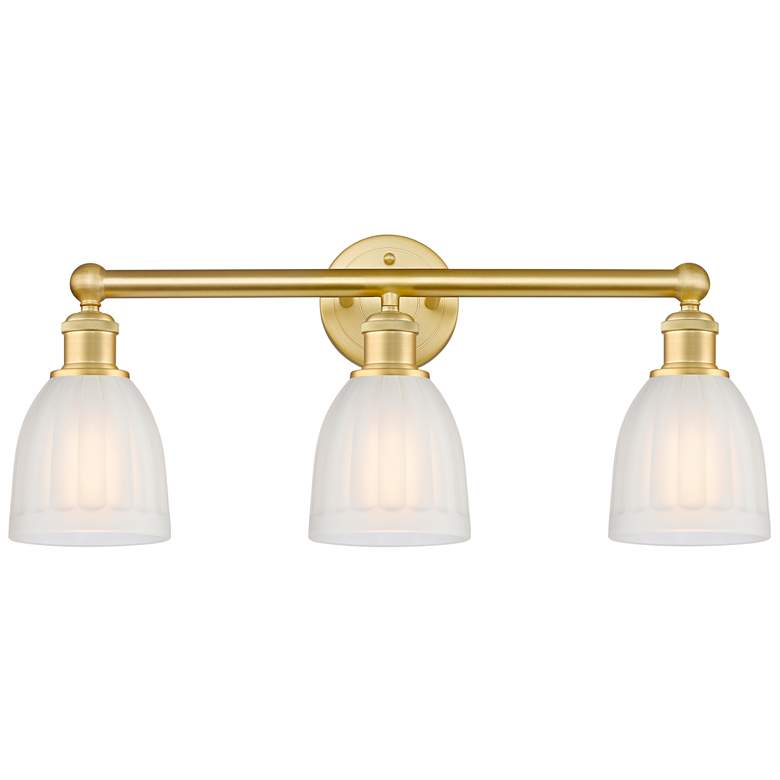 Image 1 Brookfield 23.75"W 3 Light Satin Gold Bath Vanity Light With White Sha