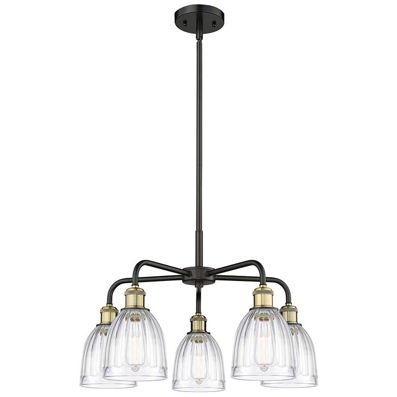 Image 1 Brookfield 23.75"W 5 Light Black Brass Stem Hung Chandelier w/ Clear S