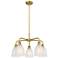 Brookfield 23.75"W 5 Light Brushed Brass Stem Chandelier w/ White Shad