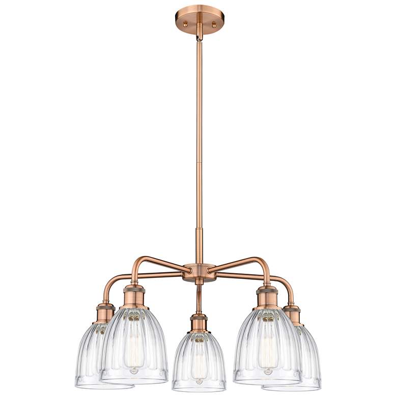 Image 1 Brookfield 23.75"W 5 Light Copper Stem Hung Chandelier With Clear Shad
