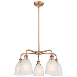 Brookfield 23.75&quot;W 5 Light Copper Stem Hung Chandelier With White Shad