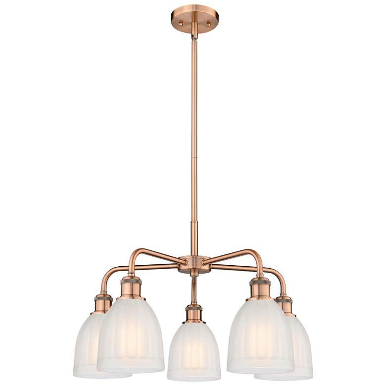 Image 1 Brookfield 23.75 inchW 5 Light Copper Stem Hung Chandelier With White Shad