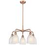 Brookfield 23.75"W 5 Light Copper Stem Hung Chandelier With White Shad