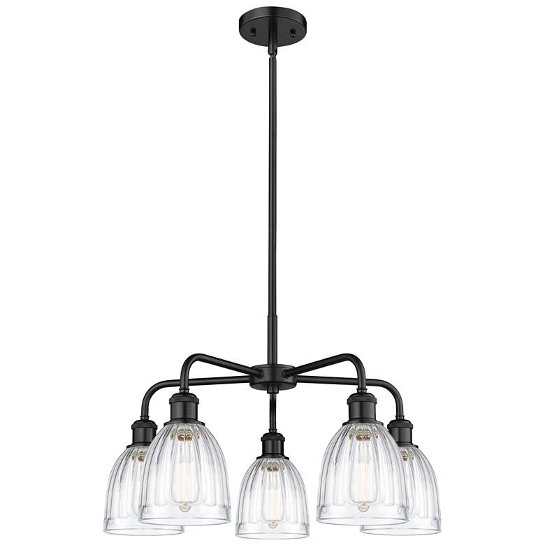 Image 1 Brookfield 23.75"W 5 Light Matte Black Stem Hung Chandelier w/ Clear S