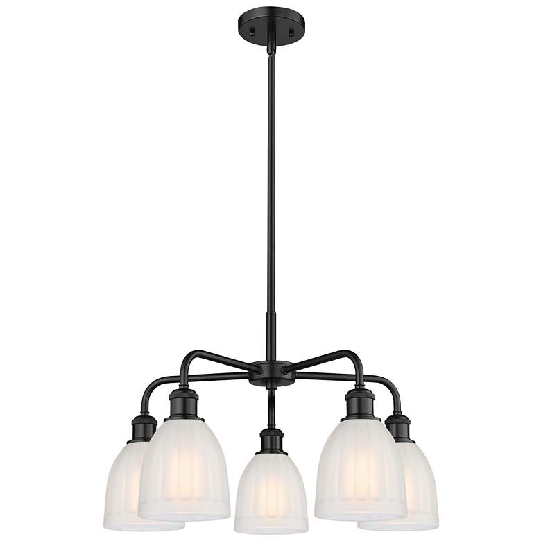 Image 1 Brookfield 23.75"W 5 Light Matte Black Stem Hung Chandelier w/ White S