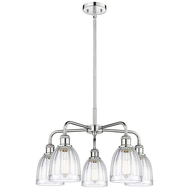Image 1 Brookfield 23.75"W 5 Light Polished Chrome Stem Chandelier w/ Clear Sh