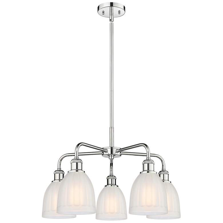 Image 1 Brookfield 23.75"W 5 Light Polished Chrome Stem Chandelier w/ White Sh