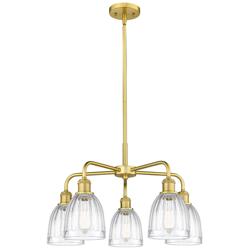 Brookfield 23.75&quot;W 5 Light Satin Gold Stem Hung Chandelier With Clear