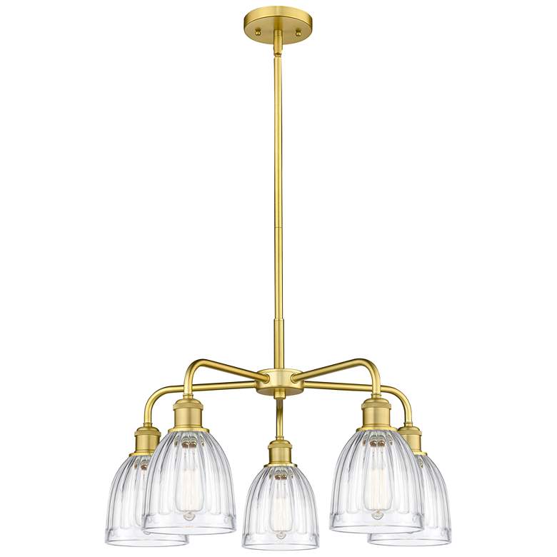 Image 1 Brookfield 23.75"W 5 Light Satin Gold Stem Hung Chandelier With Clear