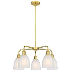 Brookfield 23.75&quot;W 5 Light Satin Gold Stem Hung Chandelier With White