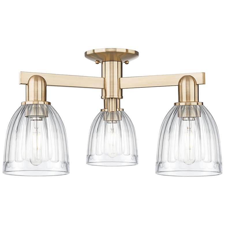 Image 1 Brookfield 23"W 3-Light Champagne Bronze Semi-Flush Mount w/ Clear Shade