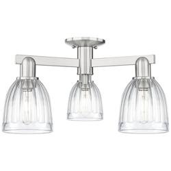 Brookfield 23"W 3-Light Satin Nickel Semi-Flush Mount w/ Clear Shade