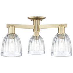 Brookfield 23" Wide 3-Light Antique Brass Semi-Flush Mount w/ Clear Shade