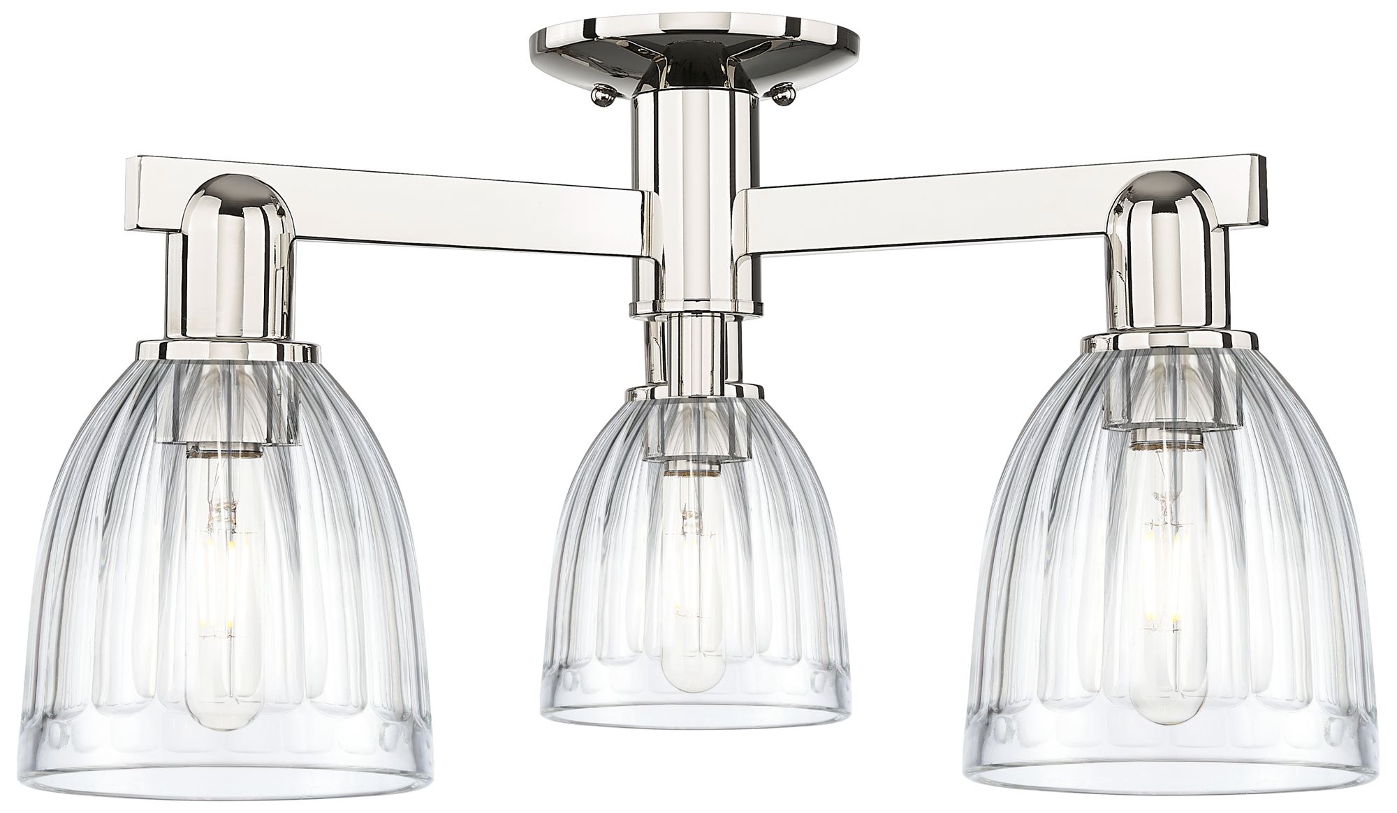 Thumbnail1 of Brookfield 23" Wide 3-Light Polished Nickel Semi-Flush Mount w/ Clear Shade