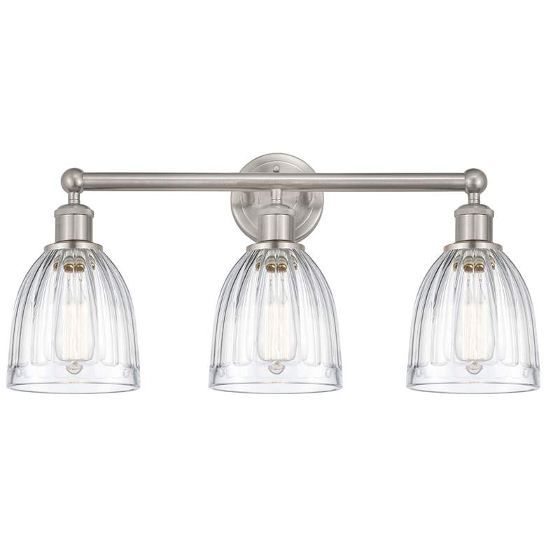 Image 1 Brookfield 24" 3-Light Brushed Satin Nickel Bath Light w/ Clear Shade