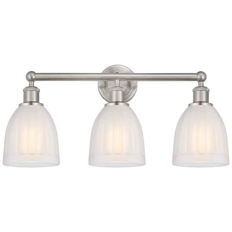 Image 1 Brookfield 24" 3-Light Brushed Satin Nickel Bath Light w/ White Shade