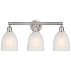 Brookfield 24" 3-Light Brushed Satin Nickel Bath Light w/ White Shade
