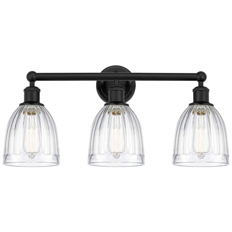 Image 1 Brookfield 24" 3-Light Matte Black Bath Light w/ Clear Shade