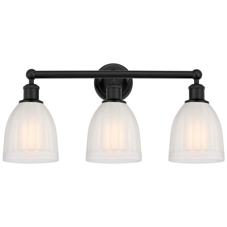 Image 1 Brookfield 24" 3-Light Matte Black Bath Light w/ White Shade